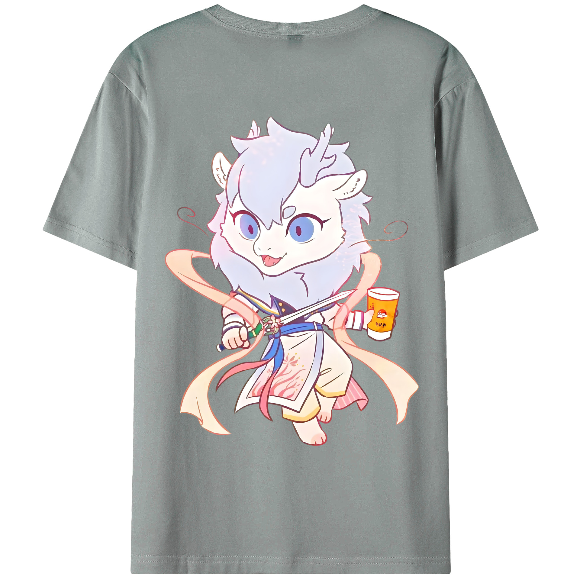 （画像用） Ne Zha 2 ナタ 魔童の大暴れ 綿100％ メンズ半袖Tシャツ（バックプリント） 通気性